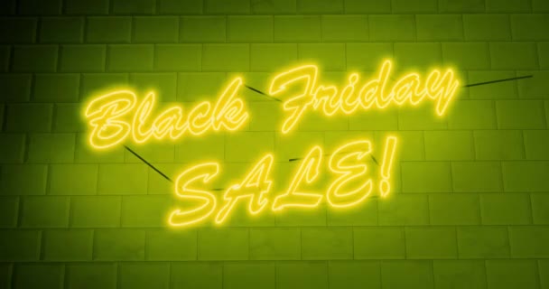 黑色星期五的销售霓虹灯标志是广告打折和节省 为促销和特价购买而设计的五彩缤纷的复古图形 — 图库视频影像