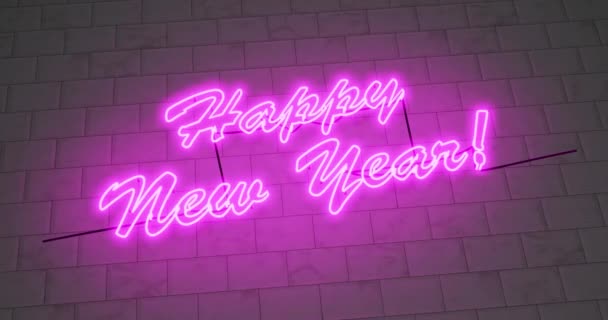 Felice Anno Nuovo Neon Segno Celebrare Evento Festivo Occasione Una — Video Stock