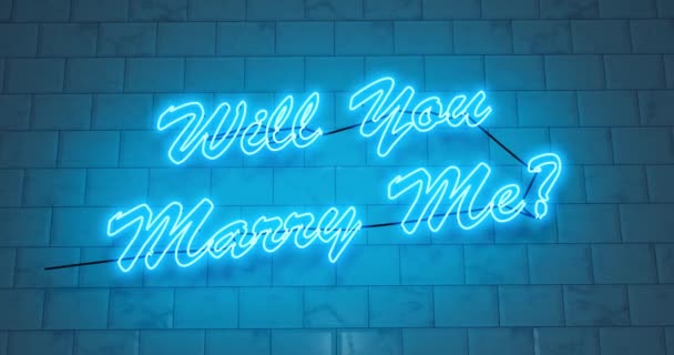 You Marry Neon Sign Proposal Engagement Girlfriend Proposing Marriage Wedding — Stock Video