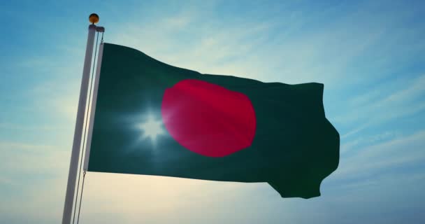 Bandiera Del Bangladesh Sventola Segno Patriottico Popolo Turismo Del Bangladesh — Video Stock