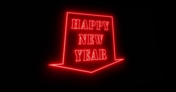 Szczęśliwego Nowego Roku Neon Znak Okazji Uroczystego Wydarzenia Podświetlana Świecąca — Wideo stockowe