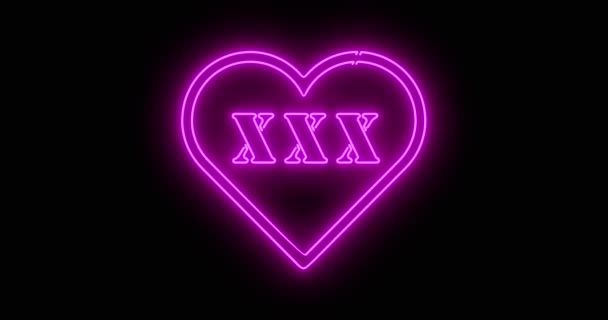 Neon Xxx标志 作为夜总会或按摩的启发性广告 发出爱的短信或荧光信号 — 图库视频影像