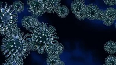 Wuhan Coronavirus virüsünün yeni grip virüsü hücreleri yayılıyor. Çin zatürree hastalığı dünya çapında ölüm, hastalık ve salgına neden oluyor - 3D animasyon