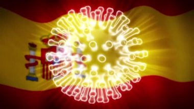 Covid-19 İspanya Coronavirüs iletimi salgın ya da salgına neden olur. İspanyol 2019 ncov salgını ve salgını - 3D animasyon