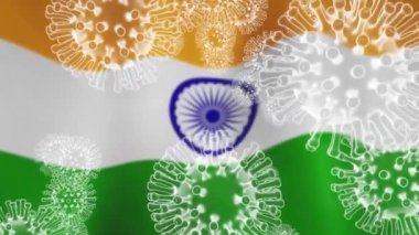 2019 ncov hastalığından kaynaklanan Coronavirus Hindistan virüsü salgını. Hint ve küresel covid 19 virüsü salgını - 3 boyutlu animasyon