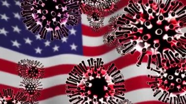 Birleşik Devletler Coronavirus salgını yeni salgın hastalıklara karşı uyarısı. Hastalık ve bulaşıcı hastalık üzerine Amerikan salgını - 3 boyutlu animasyon