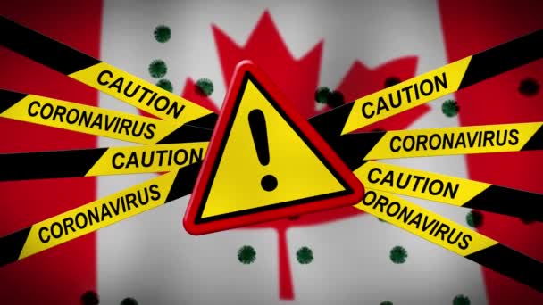 コロナウイルスカナダ流行Covid 19細胞の発生 感染リスクを止めるための2019 Ncovカナダ検疫 3Dアニメーション — ストック動画