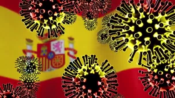 Covid 19スペインコロナウイルス感染が流行や脅威を引き起こす 2019年スペイン語 Conv発生とCovid19感染 3Dアニメーション — ストック動画