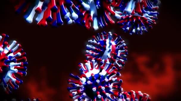 科罗纳韦勒斯法国病毒自2019年以来的病毒感染 法国和全球共19种新型病毒性疾病流行 3D动画 — 图库视频影像