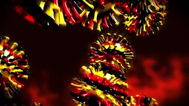 科罗纳韦病毒从2019年开始流行 共19种 德国和全球19种新型病毒性疾病流行 3D动画 — 图库视频影像