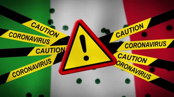 Covid 19イタリアコロナウイルスパンデミックリスクと症状 2019 Ncovイタリアのローマでの感染症とCovid19コロナウイルスの死を引き起こす 3Dアニメーション — ストック動画