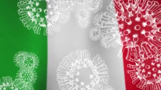 科维德19意大利科罗纳病毒流行小说和症状 2019年意大利疫情在罗马爆发 造成疾病和围产期死亡 3D动画 — 图库视频影像