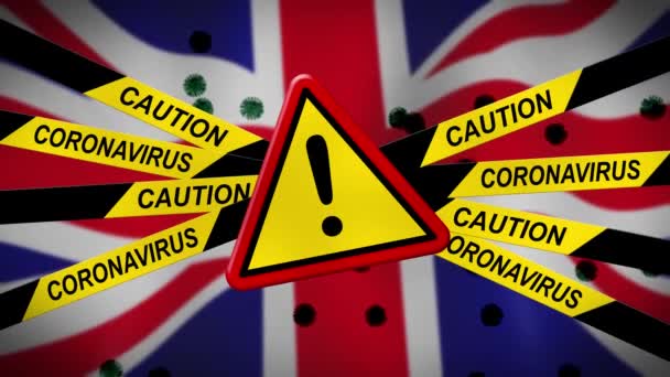 英国科罗纳韦病毒共19种新型流行病爆发的风险 英国对疾病和传染病的大流行反应 3D动画 — 图库视频影像