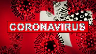 İsviçre Coronavirus covid19 hücreleri küresel salgın gösteriyor. Cenevre ve ülkede Covid 19 İsviçre salgını - 3D animasyon