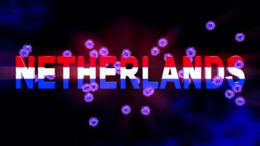 2019 ncov hücre salgınıyla Hollanda 'da Coronavirus salgını. Hollanda Hastalığı ve covid19 ölüm - 3D animasyon