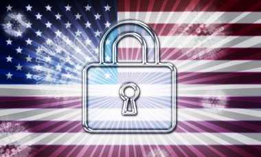 ABD kilitlenmesi ncov salgınını ya da salgını önlüyor. Covid 19 Amerikan önlemi hastalık enfeksiyonunu izole etmek için - 3D İllüstrasyon