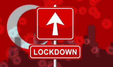 Türkiye, covid19 salgını ve salgını önlüyor. Enfeksiyonu izole etmek için Covid 19 Türk önlemi - 3d İllüstrasyon