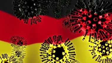 2019 'dan Coronavirus Alman virüsü virüsü salgını. Almanya ve küresel covid 19 virüsü salgını - 3 boyutlu animasyon