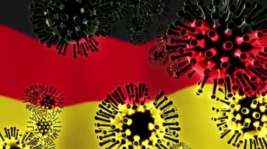 2019 'dan Coronavirus Alman virüsü virüsü salgını. Almanya ve küresel covid 19 virüsü salgını - 3 boyutlu animasyon