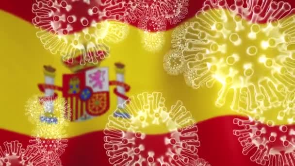 Covid Spagna Coronavirus Contagio Causando Epidemia Blocco Spagnolo 2019 Focolaio — Video Stock
