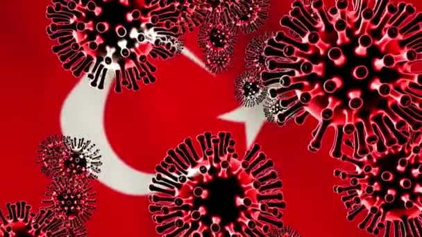 Τουρκικά Κύτταρα Coronavirus Covid19 Δείχνουν Πανδημία Όλο Τον Κόσμο Αποκλεισμό — Αρχείο Βίντεο