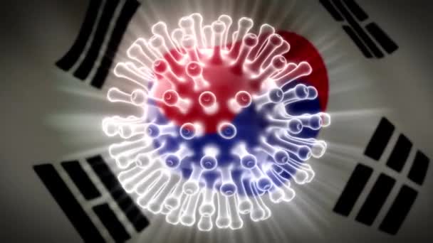 Covid 19韩国Coronavirus病毒的传播导致封锁或大流行 韩国2019年Ncov爆发和蔓延19日 3D动画 — 图库视频影像