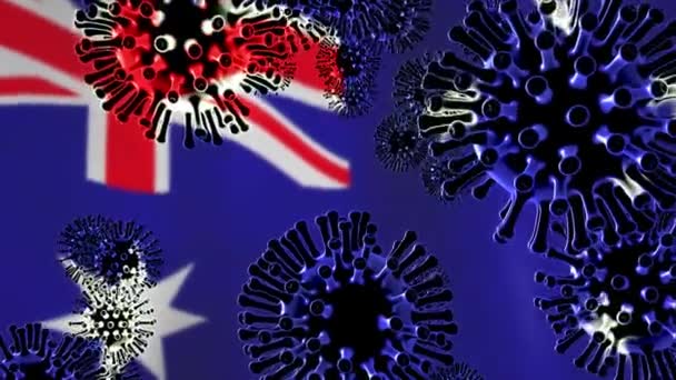 Covid 19オーストラリア流行コロナウイルス細胞のロックダウン 2019 Nvオーストラリア検疫を停止するにはCovid19感染リスク 3Dアニメーション — ストック動画