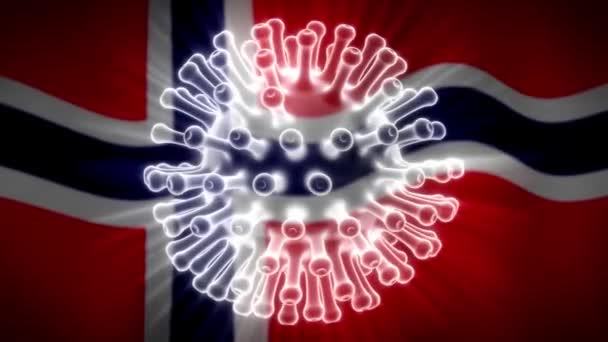 有2019年Ncov细胞和闭锁的挪威的Coronavirus流行病 挪威疾病和围产期的爆发19人死亡 3D动画 — 图库视频影像