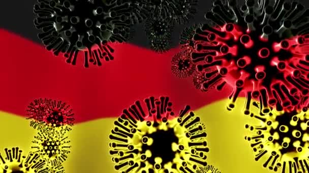 2019年からのコロナウイルスドイツのウイルス感染は封鎖19 ドイツと世界的な感染症の流行19小説ウイルス病 3Dアニメーション — ストック動画