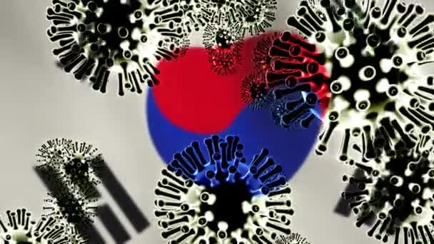 Covid Jižní Korea Koronavirová Hrozba Způsobující Epidemii Nebo Uzamčení Korejština — Stock video