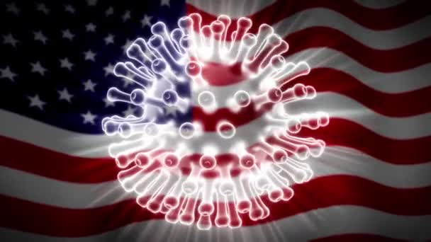 アメリカ合衆国コロナウイルス 英語版 は19の新型パンデミック ロックダウンの発生警報をカバーしている 病気や感染症に対するアメリカのパンデミック対応 3Dアニメーション — ストック動画