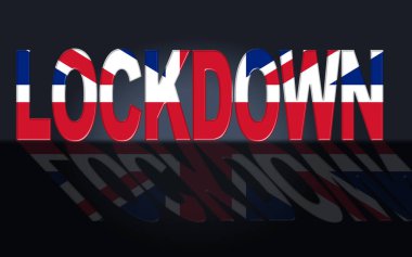 Birleşik Krallık acil durum kilitlenmesi koronavirüsün yayılmasını ya da salgını önlüyor. Covid 19 İngiltere Virüs enfeksiyonunu engellemek için önlem - 3D İllüstrasyon