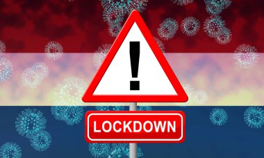 Hollanda koronavirüs salgınını ya da salgını durdurmak için kilit altında. Hollanda 'nın hastalık enfeksiyonunu engellemek için uyguladığı önlem - 3D Görüntü