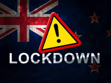 Coronavirus covid-19 'a karşı Yeni Zelanda tecrit işareti. NZ, kendini izole etmek ve enfeksiyonu durdurmak için evde kal - 3D İllüstrasyon