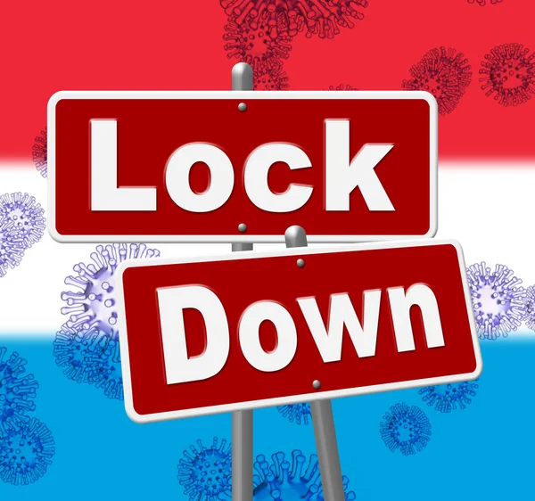 Luxembourg Lockdown Sign Coronavirus Covid Stay Home Order Enforce Self — Stock Photo, Image