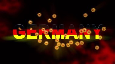 Coronavirus 2019 'dan kalma birçok virüs belirtileri gösteriyor. Alman ve küresel covid 19 virüsü salgını - 3 boyutlu animasyon