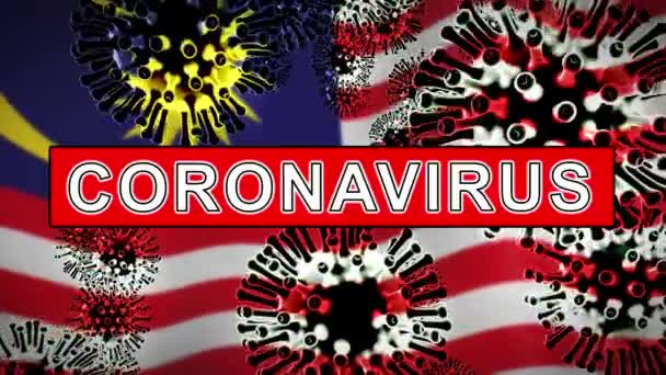 Coronavirus Pandemic Malaysia 2019 Ncov Cells Lockdown Malaysian Outbreak Sickness — Stock Video