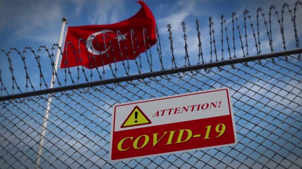 Τουρκικά Κύτταρα Coronavirus Covid19 Παρουσιάζουν Πανδημία Παγκόσμιου Αποκλεισμού Covid Τουρκική — Αρχείο Βίντεο