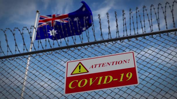 Epidemia Covid Austrália Bloqueio Células Coronavirus 2019 Ncov Quarentena Australiana — Vídeo de Stock