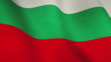 Soyut afiş sallayan Bulgaristan bayrağı. Bulgar özgürlük amblemi ve dalgalı ulusal kumaş - kusursuz video döngüsü animasyonu