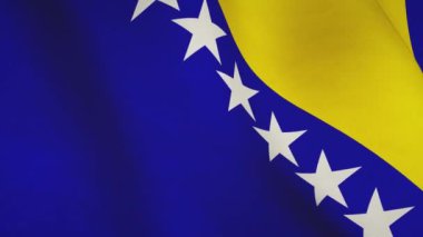 Bosna-Hersek 'in arka planında demokrasi amblemi sallıyor. Özgürlük bayrağı ve dalgalı ulusal asteğmen - kusursuz video döngüsü animasyonu
