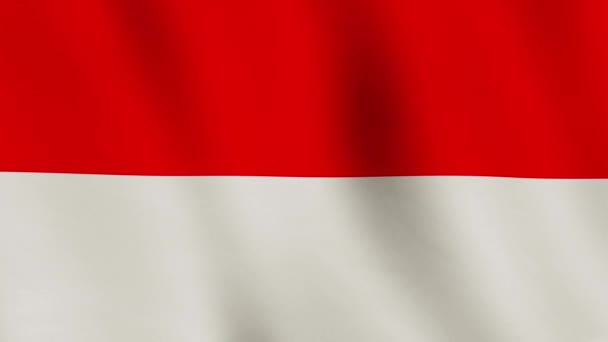 インドネシアの国旗が愛国者国家を振っている インドネシアの飛行バナーと波状のナショナルクローズアップ シームレスなビデオループアニメーション — ストック動画