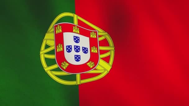 ポルトガル国旗が愛国者国家を振っている ポルトガル語の飛行バナーと波状のナショナルクローズアップ シームレスなビデオループアニメーション — ストック動画