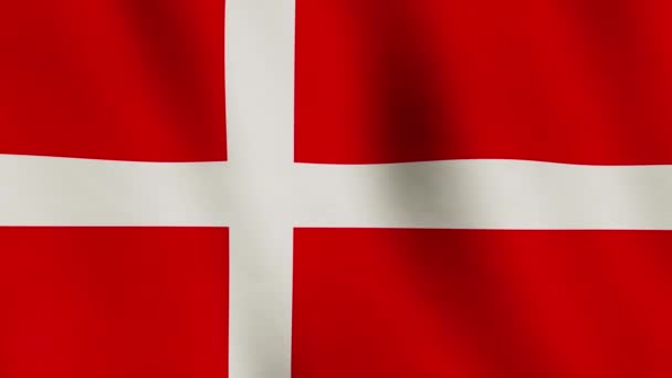 Denmark Background Flag Waving Patriot Nation Danish Flying Banner Wavy — Stock Video