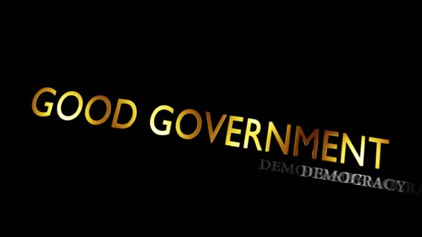 Good Government Governance Shows Efficient Administration Excellence Politics Democracy Wordcloud — Stock Video