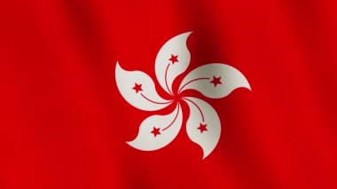 Hong Kong arka plan bayrağı sallayan kumaş asteğmeni. Ulusal afiş ve yakın plan vatanseverlik sembolü - kusursuz döngü animasyon videosu