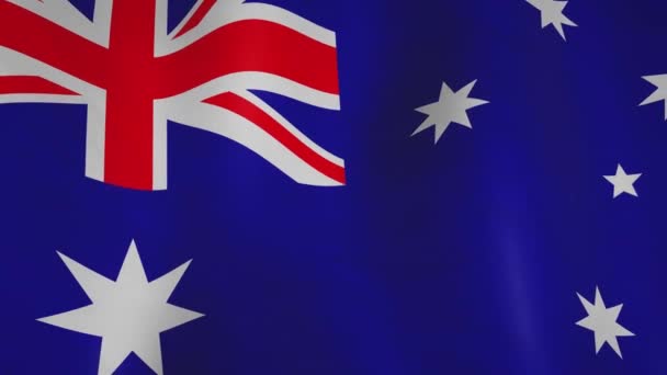 Σημαία Φόντο Της Αυστραλίας Κυματίζει Σημαιοφόρο Ύφασμα Αυστραλιανό Εθνικό Banner — Αρχείο Βίντεο