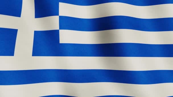 ギリシャの国旗が流れる映像を振っている ギリシャの愛国者が署名し 愛国的な誇りを閉じます シームレスなループビデオアニメーション — ストック動画