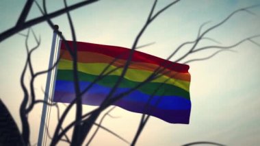 Lgbt gökkuşağı bayrağı homoseksüel ya da lezbiyeni temsil ediyor. Cinsel özgürlük için eşcinsel gurur simgesi - video animasyonu