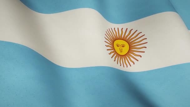 Argentinská Vlajka Mávající Praporem Argentinský Národní Praporčík Zavřít Symbol Země — Stock video